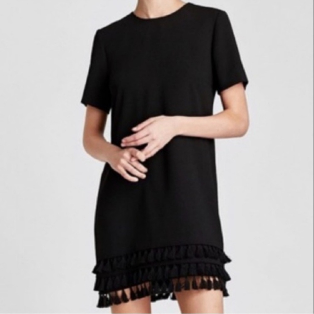 NWT Zara Black Mini Dress with Fringe tassel Detail